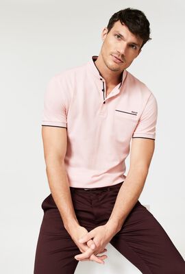 Pink Organic Cotton Mens Polo Shirt